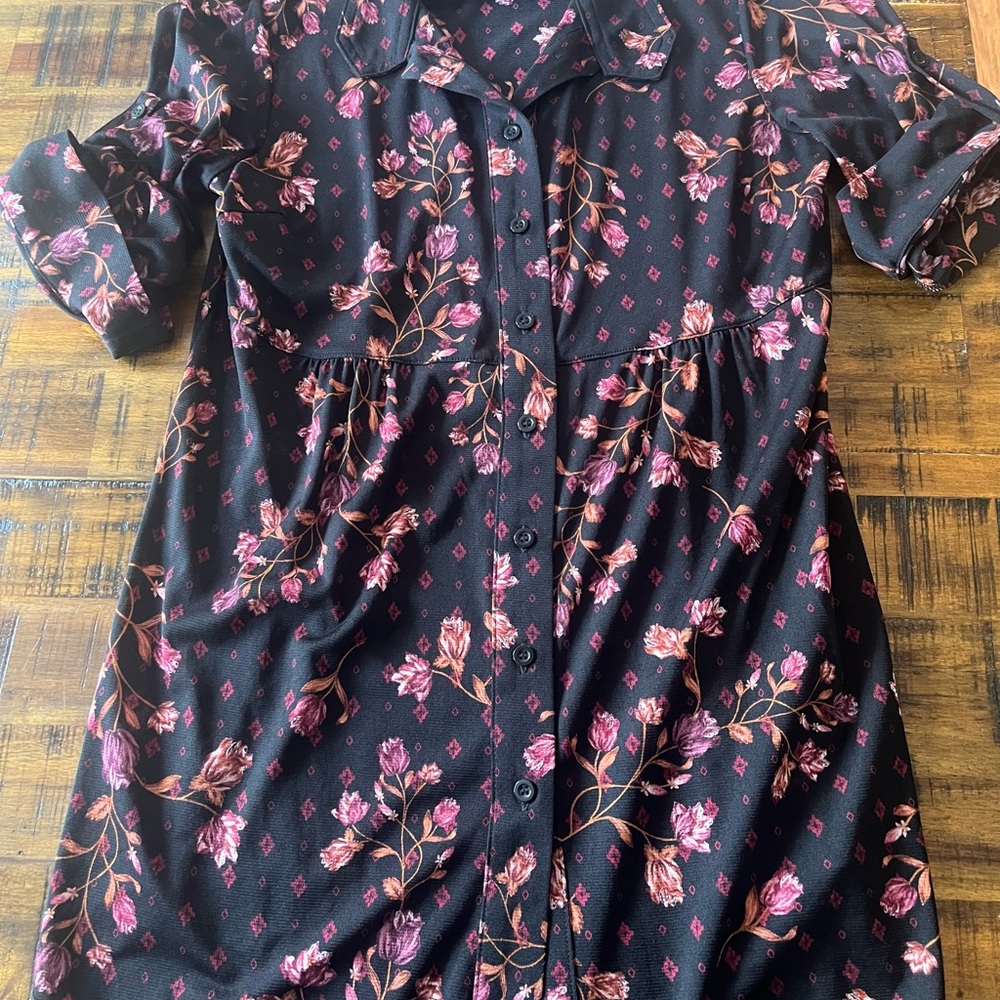 Floral Black Button-Up Shirt